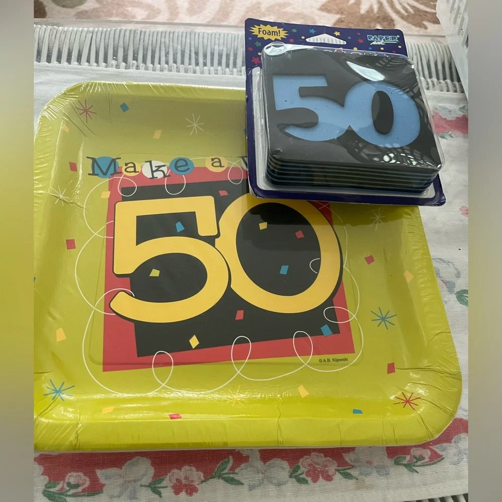 New In Package 50 Years Birthday Plates And Coasters